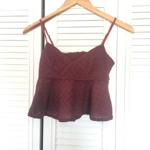 Red Spaghetti Strap Crop