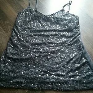 Worn once.  Cami with sequins.  Gray.