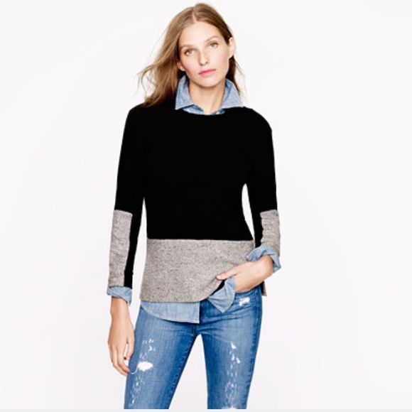 J Crew Woven Panel Sweater