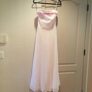 Blush formal gown with darker pink trim