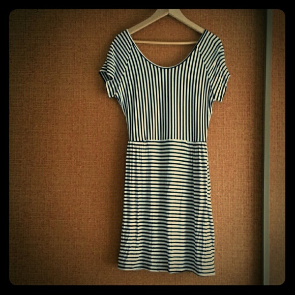 a.n.a Black & White Striped Dress L