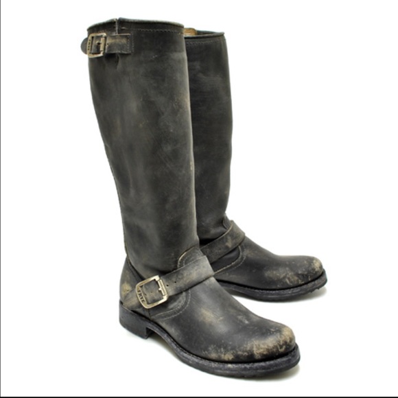 Frye Veronica Slouch Tall in Distressed Black