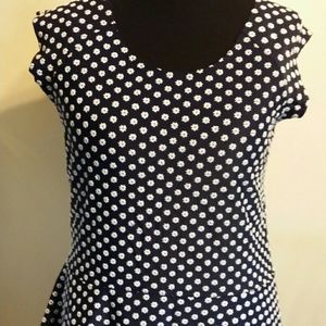 New Navy & White Peplem Top 2X