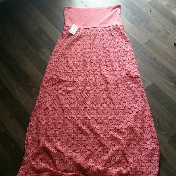Salmon color long maxi skirt.