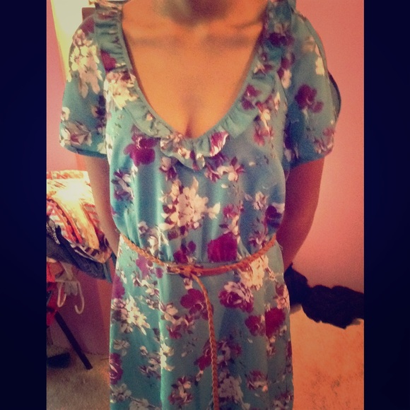 Forever 21 Blue &Purple Floral Chiffon Dress