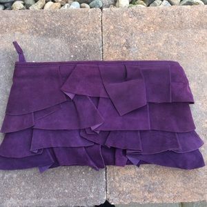 Club Monaco purple suede clutch