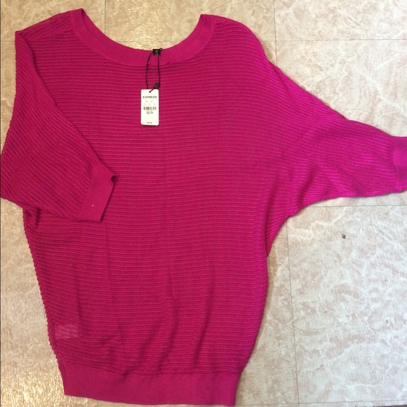 NWT Fuchsia loose knit express dolman - Picture 3 of 4