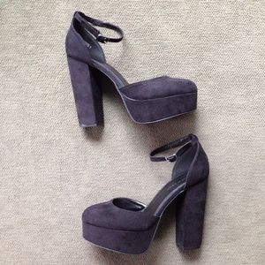 Black Platform Ankle Strap Heels