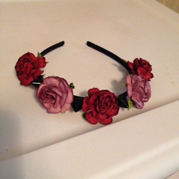 Burgundy and dark purple spiked headband