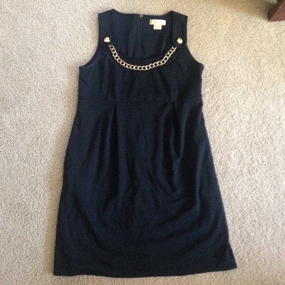 Michael By Michael Kors Black Gold Chain Dress 10