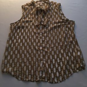 Michael Kors Sleeveless Blouse w/Tie at Neck