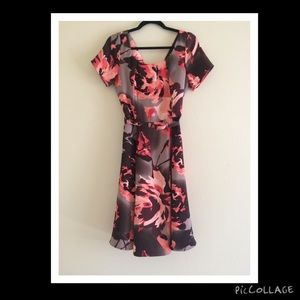 Eva Mendes coral/gray dress