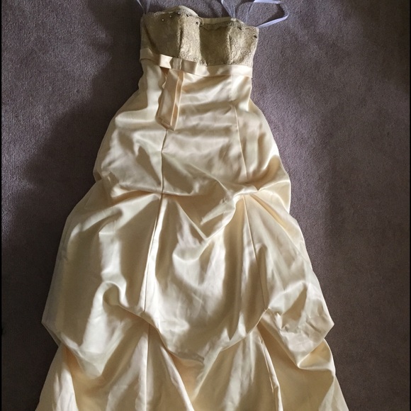 Yellow Satin Strapless Dress - Picture 1 of 3