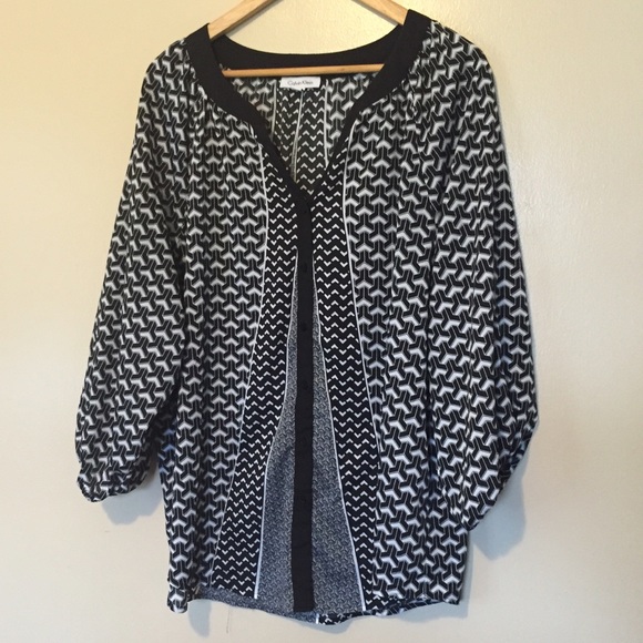 Calvin Kline button down print blouse