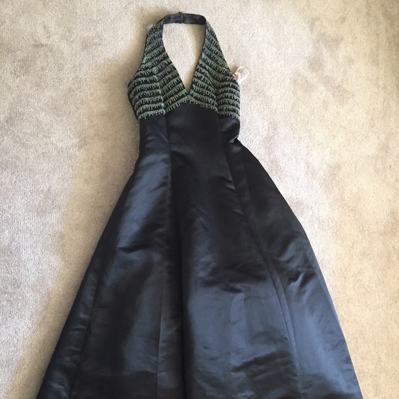 Black Embroider Halter Dress - Picture 1 of 3