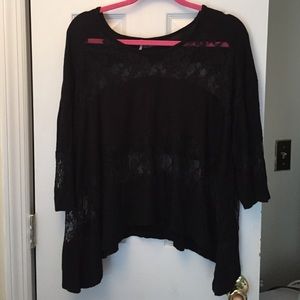 Black top with lace insets