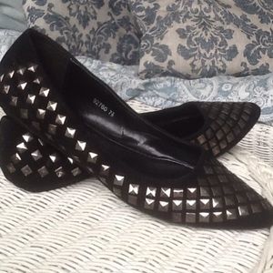Black Studded Flats