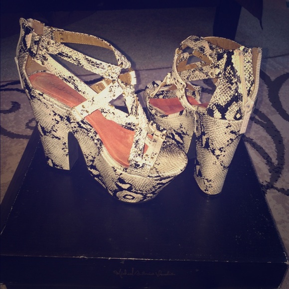 White snake skin platforms