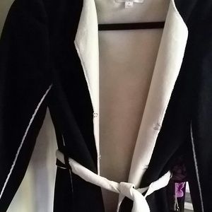 Shearling black 3/4 coat with off white inside