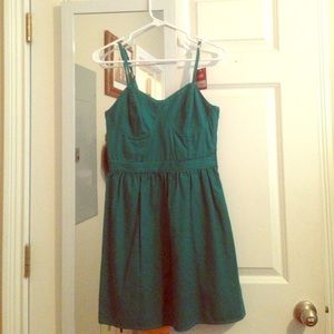 Green and Blue Stripped Denim Casual Dress