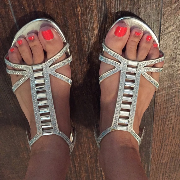 Glitzy Bejeweled and Mirrored Sandals!
