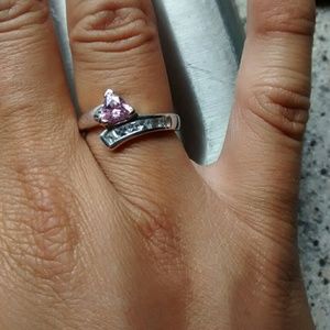 Pink cubic zirconia

Sterling silver ring.