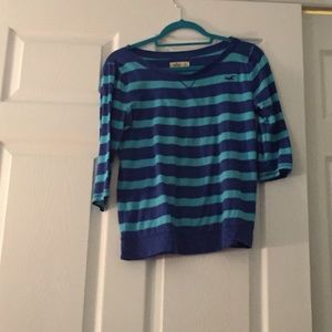 🙌Navy and Aqua striped shirt from hollister.🙌