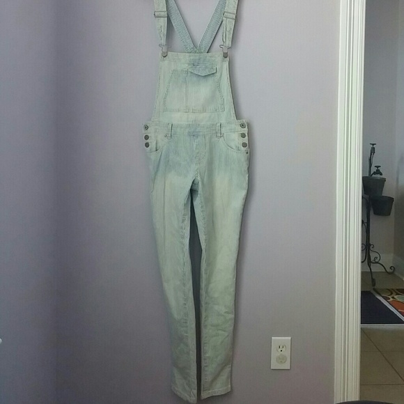 Sold Striped long skinny overalls nwot - Picture 2 of 4