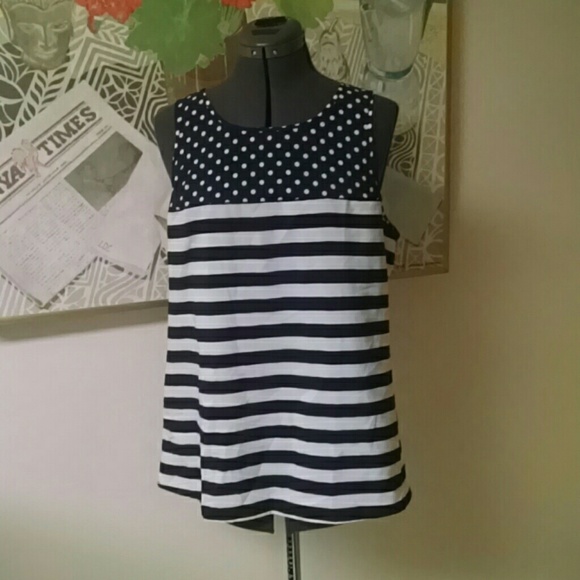 Loft Blue and White Sleeveless shell.