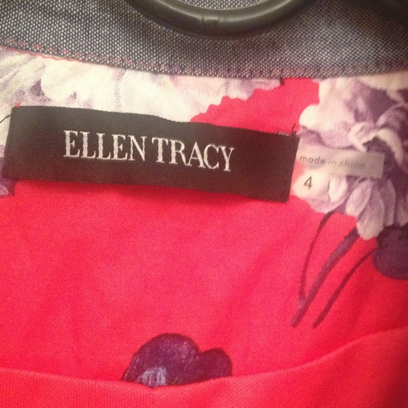 🎉Ellen Tracy red and baby blue floral dress. - Picture 2 of 4