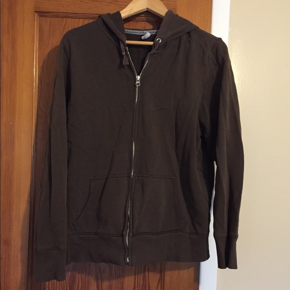 Brown zip-up hooded sweatshirt