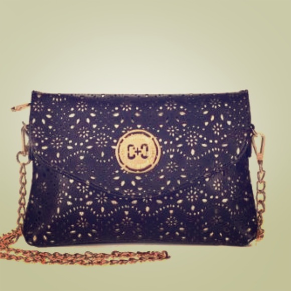 Black and gold laser cut crossbody