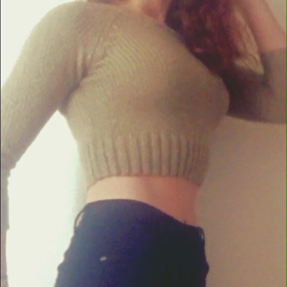 Cute Light Brown Cropped Sweater - Picture 3 of 3