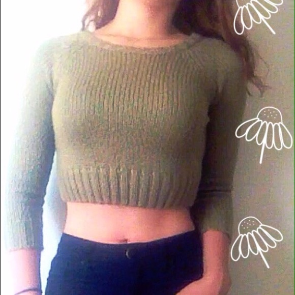 Cute Light Brown Cropped Sweater - Picture 2 of 3