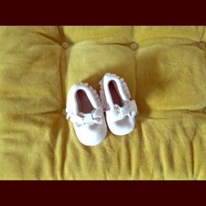 White suede baby mocassins