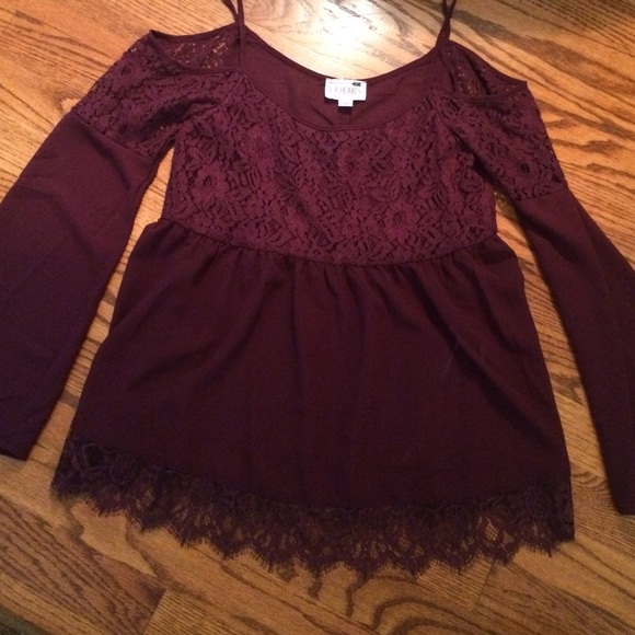 Burgundy lace shirt