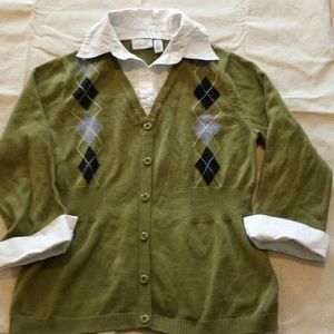 Green Argyle Sweater size PM