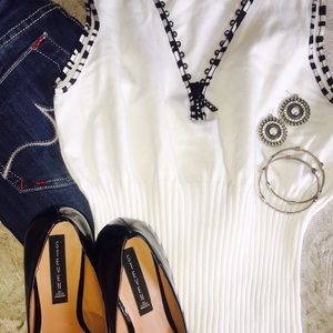 White Sleeveless Sweater Blouse