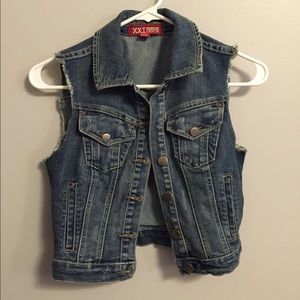 F21 Denim Cropped Vest