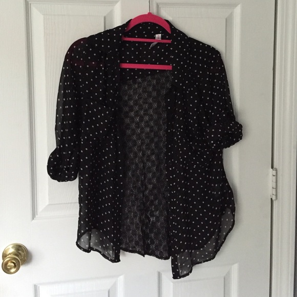 Black sheer button up top.