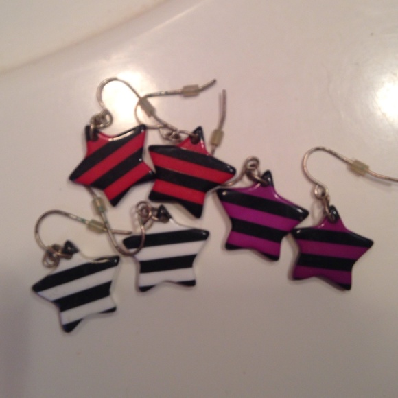 Striped star earrings