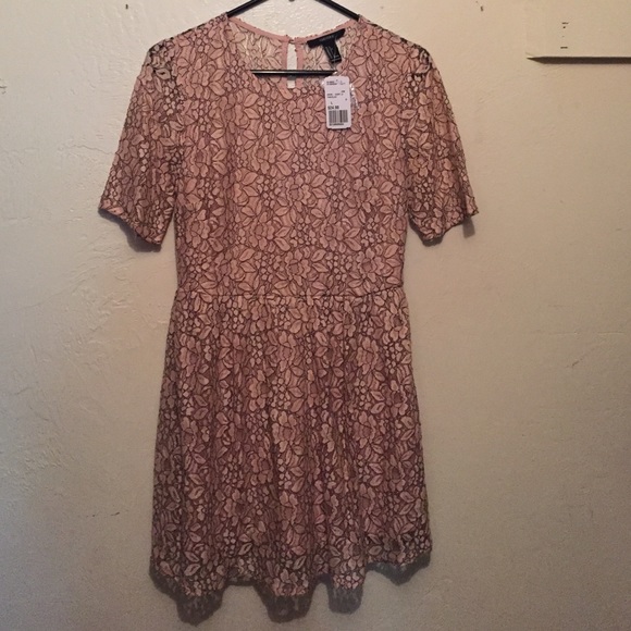 Light pink and black floral lace dress forever 21