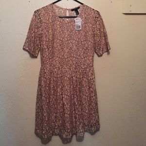 Light pink and black floral lace dress forever 21
