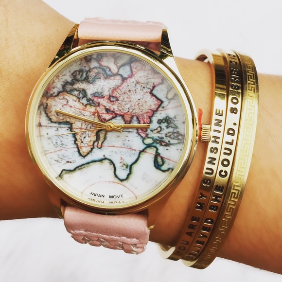 Jewelry - Pink World Map Watch
