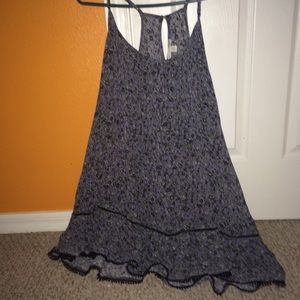 Black purple and green swing dress.