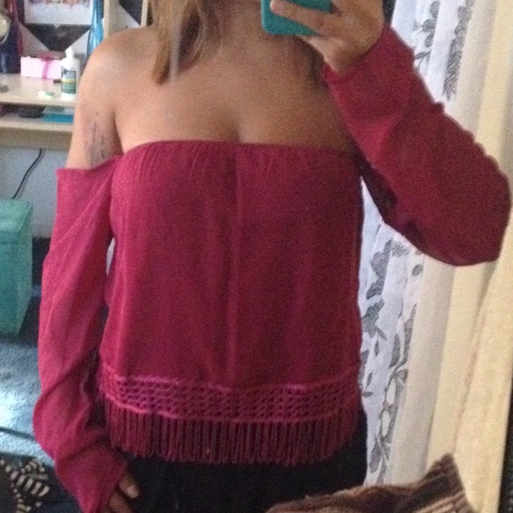 Maroon fringe Top