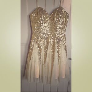 GOLD SEQUIN SHORT PROM DRESS