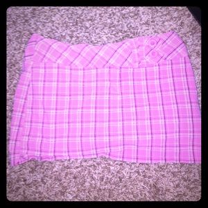 Pink plaid skirt