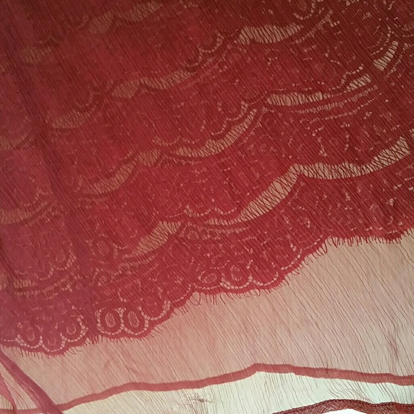 Anthropologie Burgundy Lace / Crepe Chiffon Skirt - Picture 2 of 4