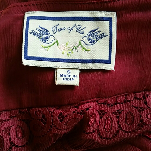 Anthropologie Burgundy Lace / Crepe Chiffon Skirt - Picture 4 of 4